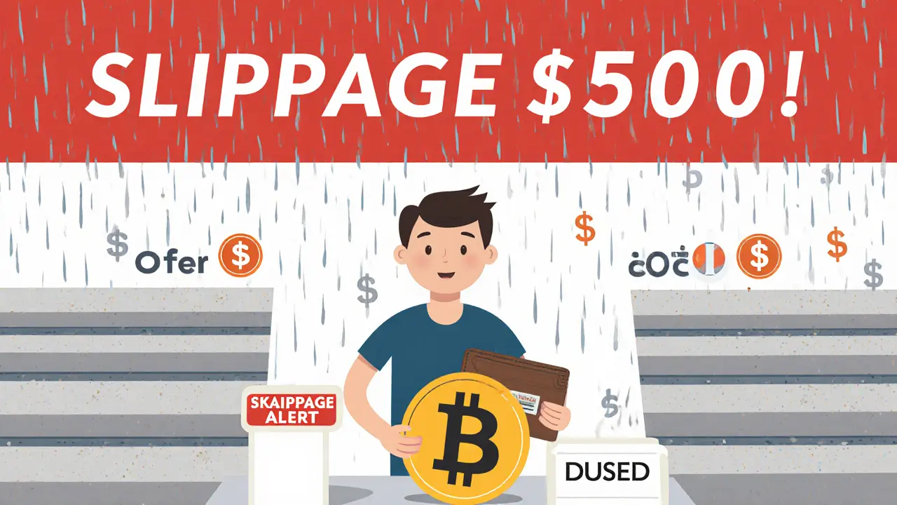 A user facing a slippage alert while trading, with empty shelves for other tokens beside DFI and DUSD.