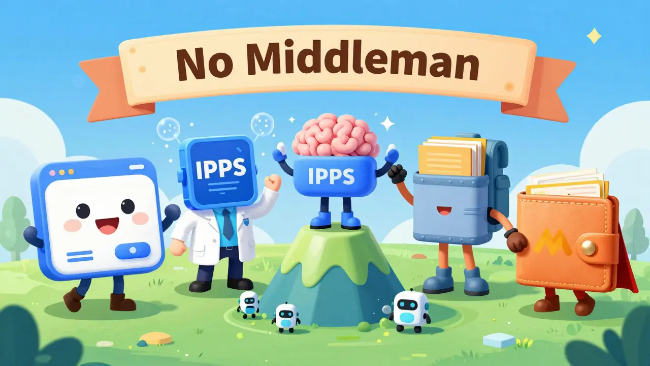 Five friendly dApp components illustrated as cartoon characters working together