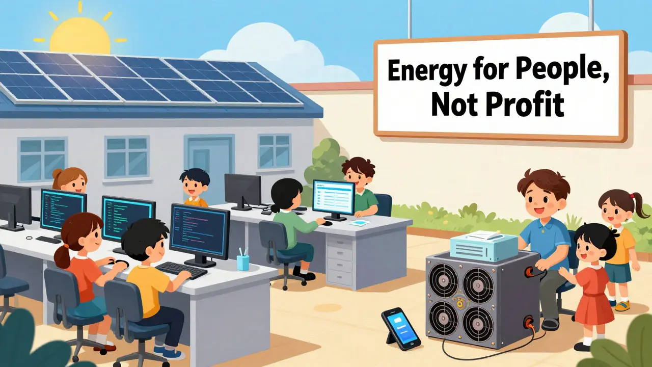 Seized mining equipment repurposed in schools and offices to help students and government workers.