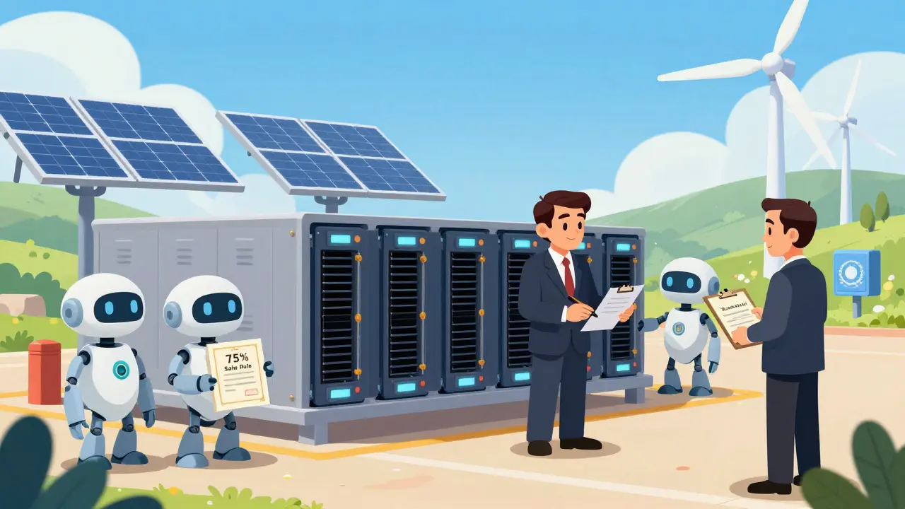 Clean mining farm powered by solar and wind, miners signing official contracts with government.