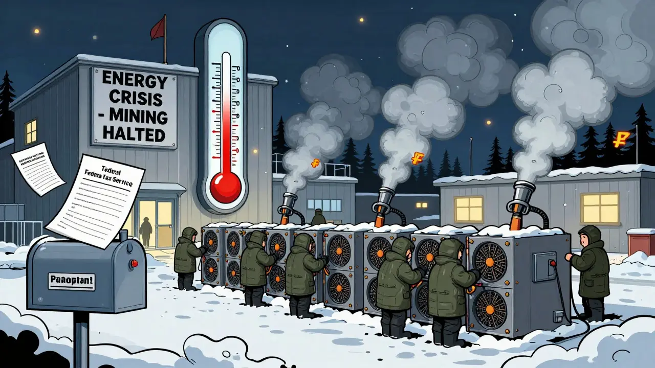 Mining facility shut down in snowy Siberia, regulators issuing shutdown notices.