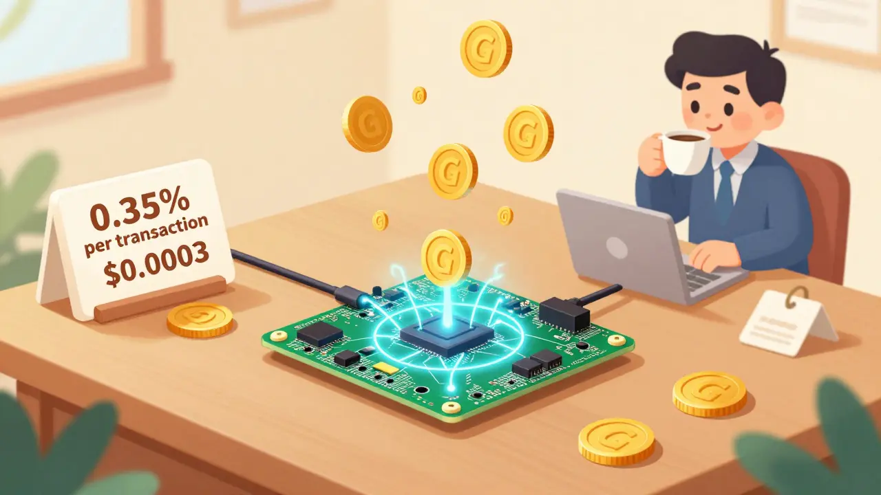 Raspberry Pi earning crypto coins from node transactions with coffee and low fees.