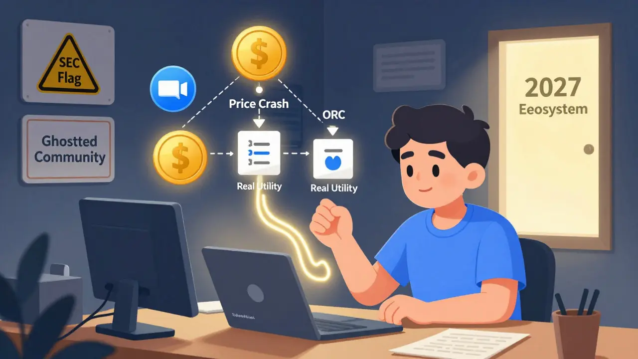 A creator uses a simple tool to build a stable token with utility icons, ignoring warning signs of risk.