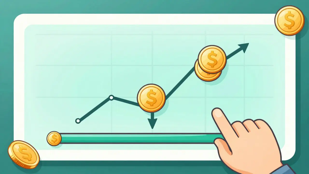 Liquidity provider adjusting slider to concentrate capital in narrow price range on chart.