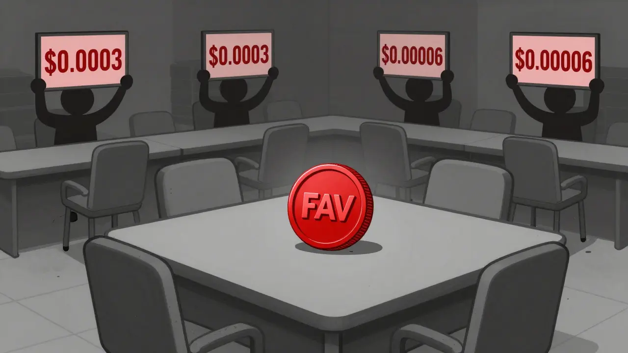 Illustration of isolated FAV coin showing low liquidity