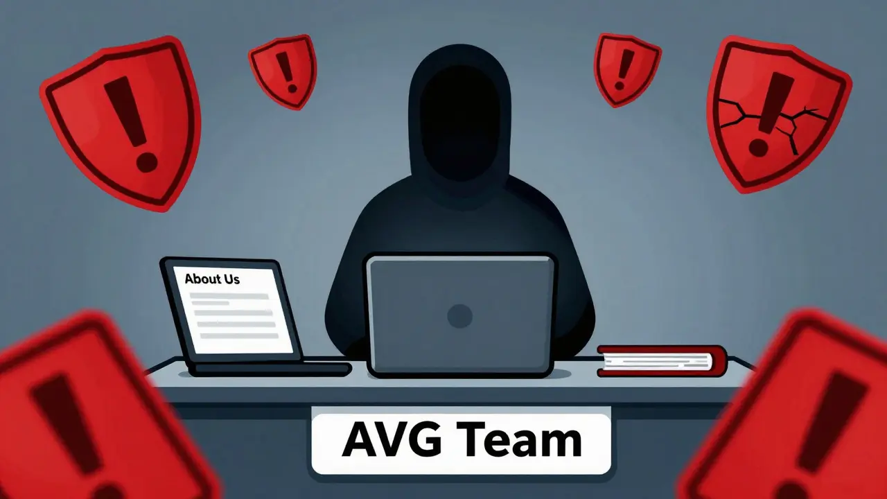 Shadowy anonymous figure representing the unknown AVG team with red warning signs