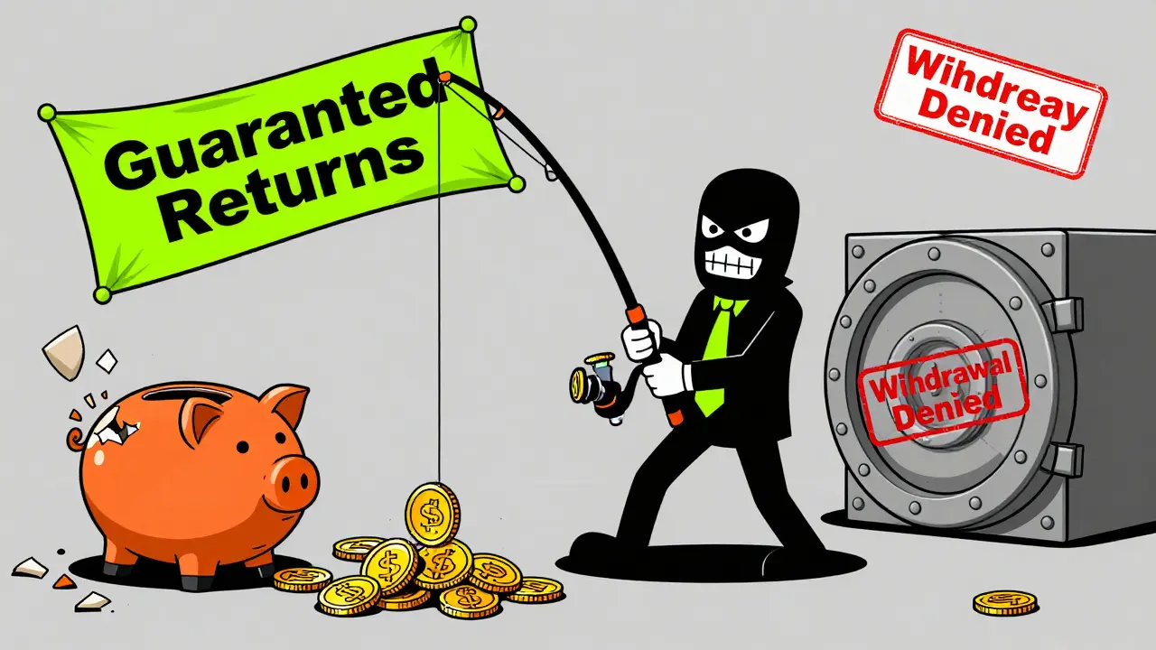 Cartoon villain phishing for crypto coins