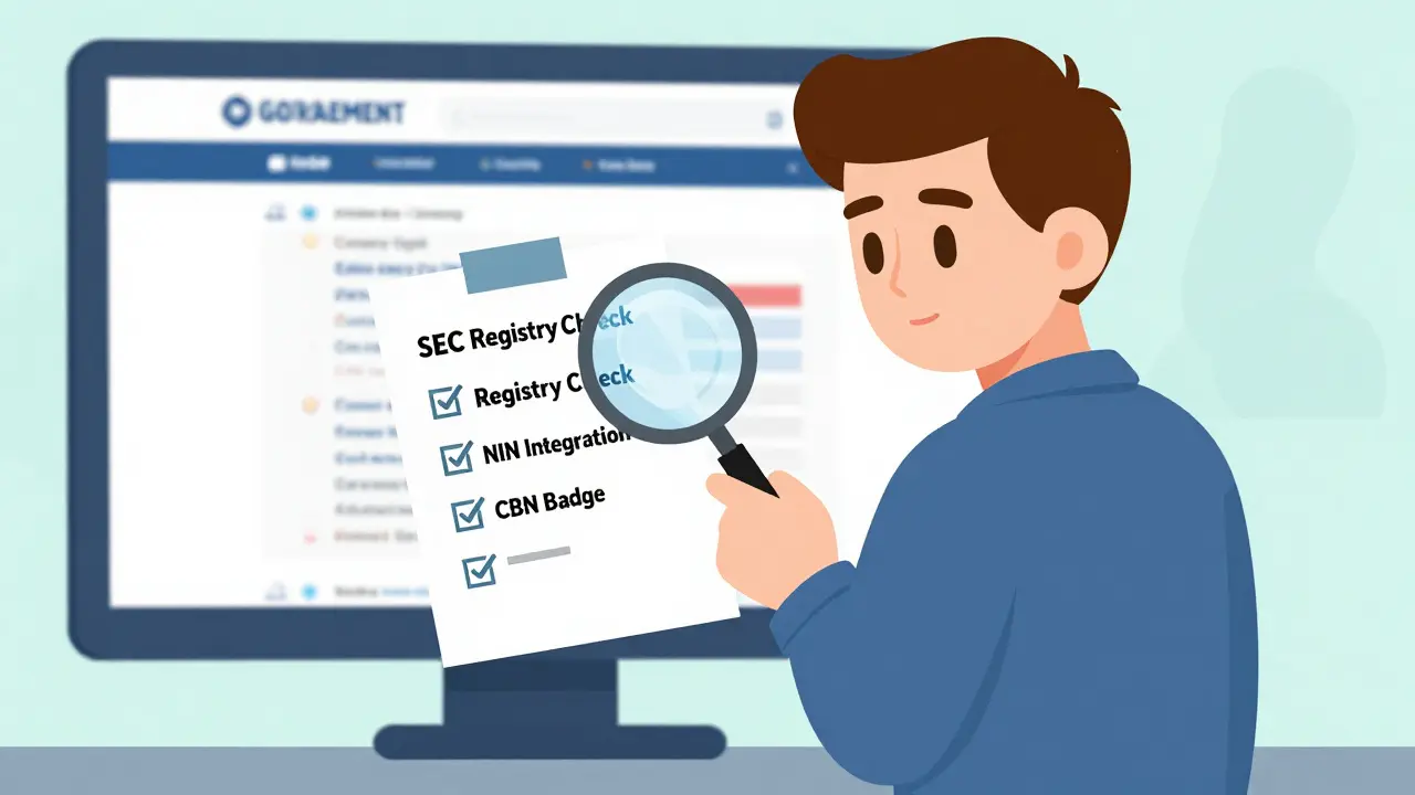 Detective verifying crypto exchange legitimacy checklist