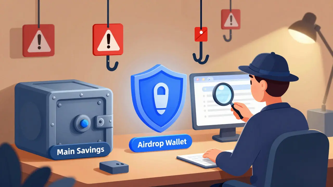 User protecting a dedicated crypto wallet from phishing scams and security threats