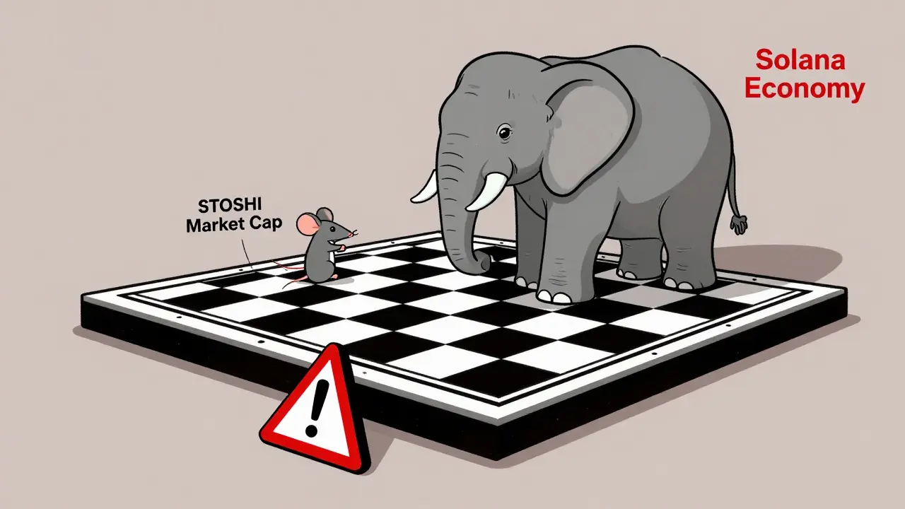 Cartoon showing a tiny mouse vs a giant elephant illustrating low market cap