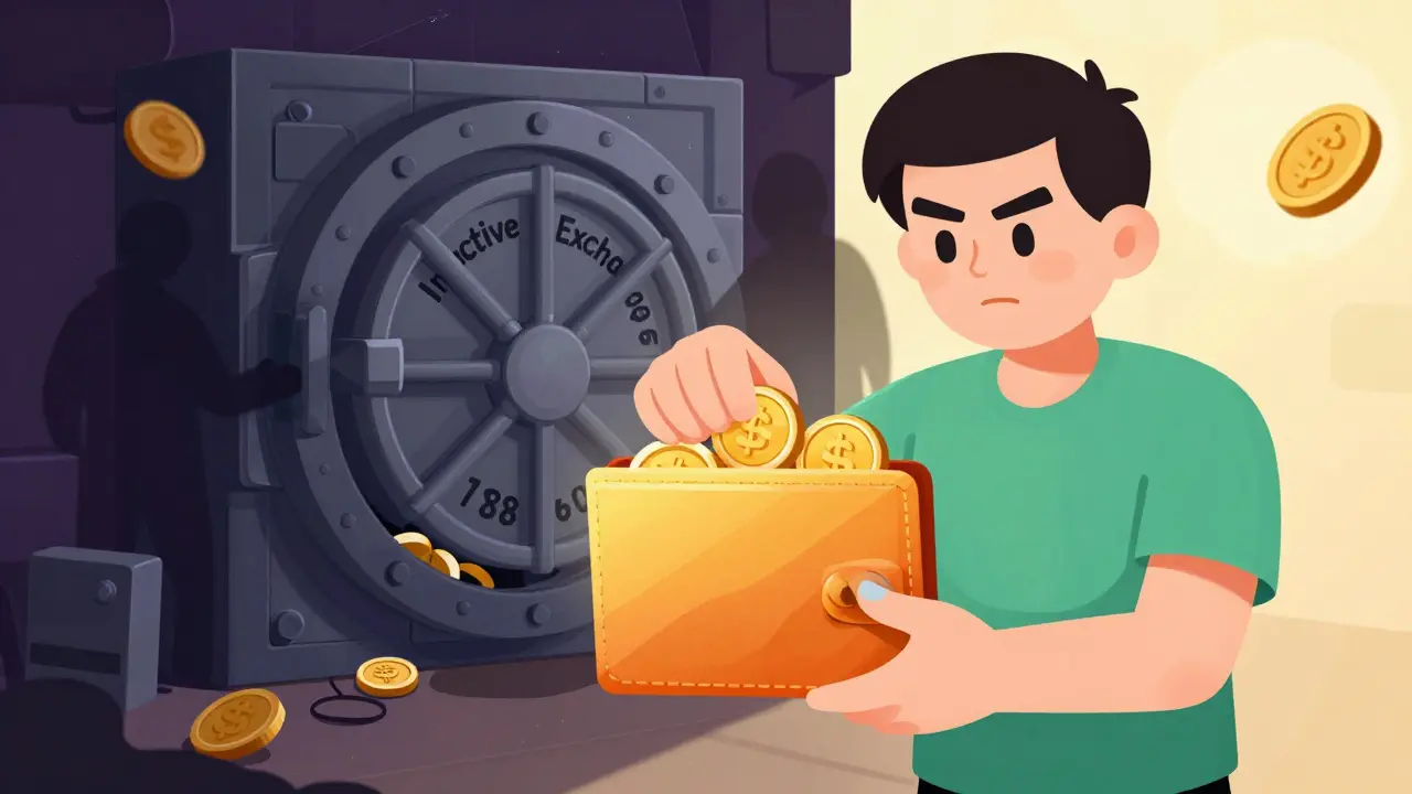 Character moving crypto from unsafe exchange to secure personal wallet