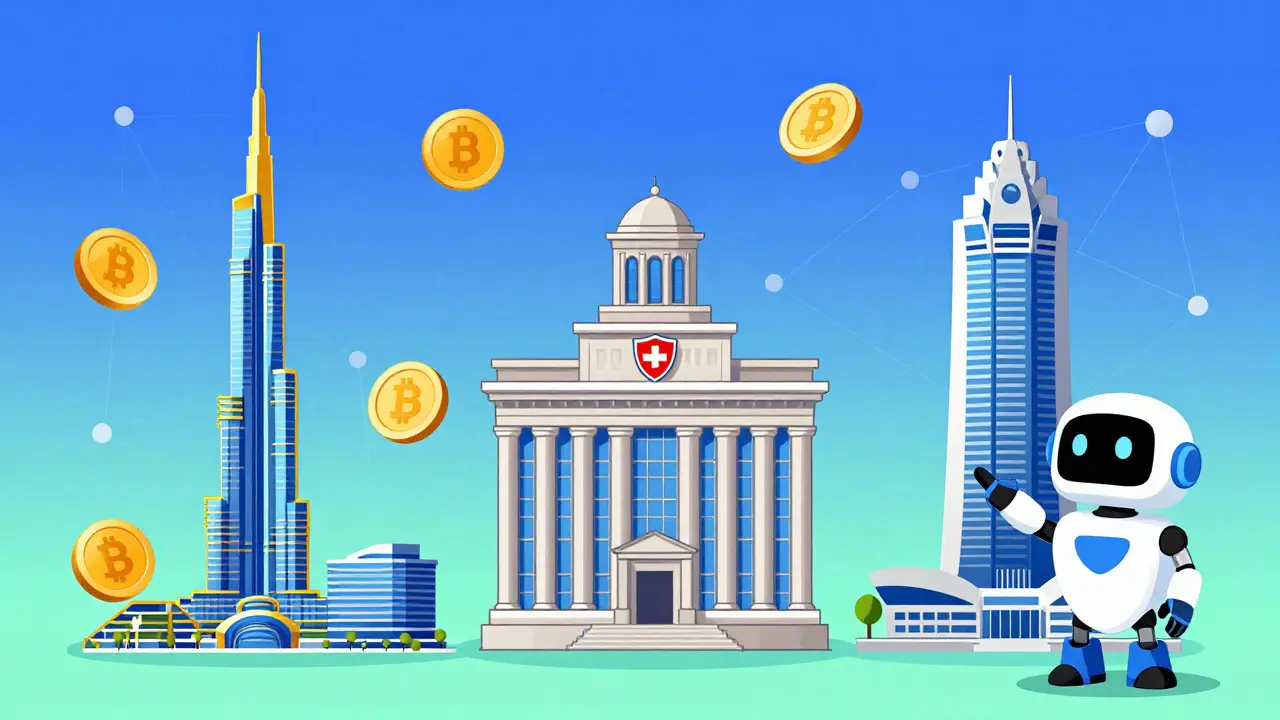 Comparison of UAE, Switzerland, and Singapore as crypto hubs