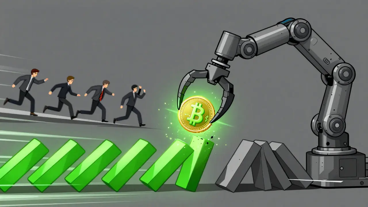 Robotically enforced liquidation crushing crypto assets in a domino effect