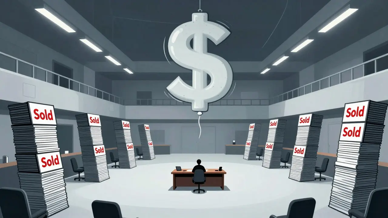 Empty trading floor symbolizing low liquidity