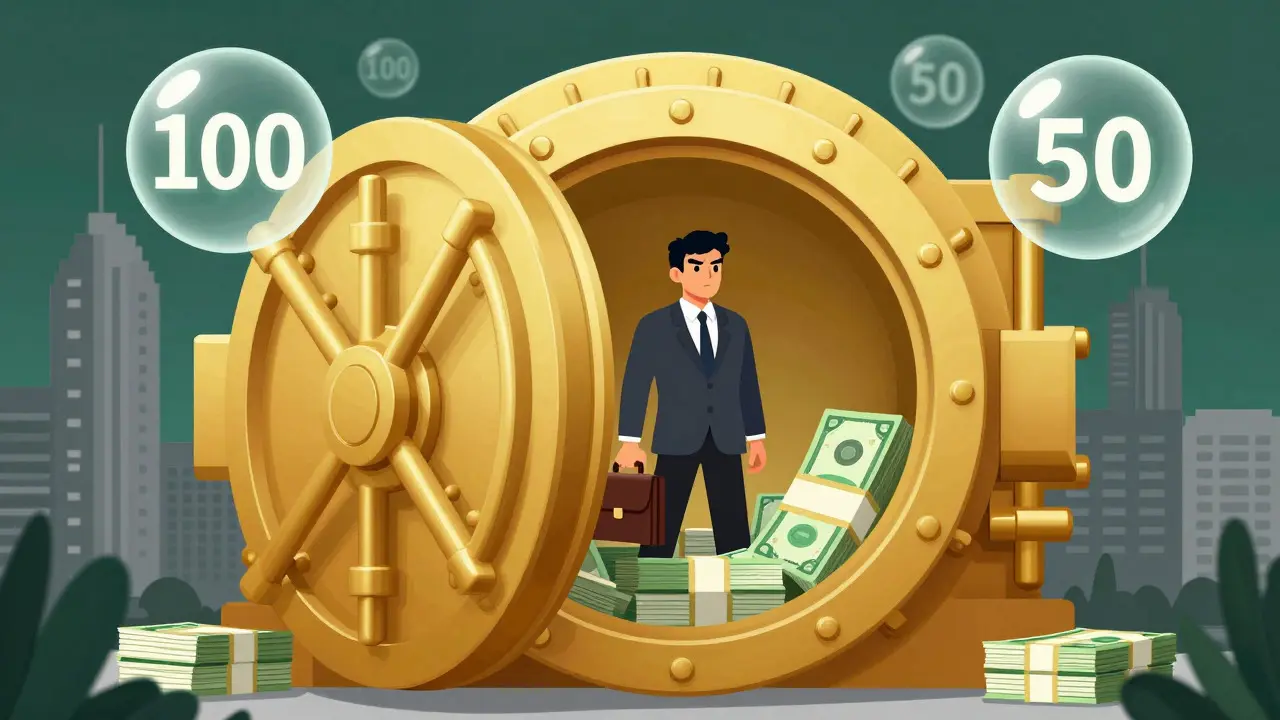 Illustration of a large vault representing high capital requirements for licensing