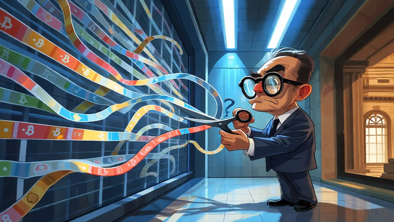 Bank officer monitoring and blocking crypto transaction flows