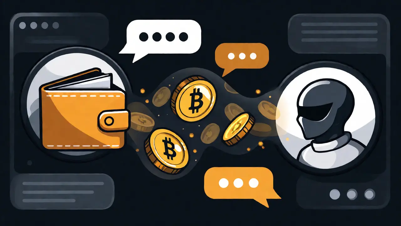 Crypto wallets exchanging messages and tips