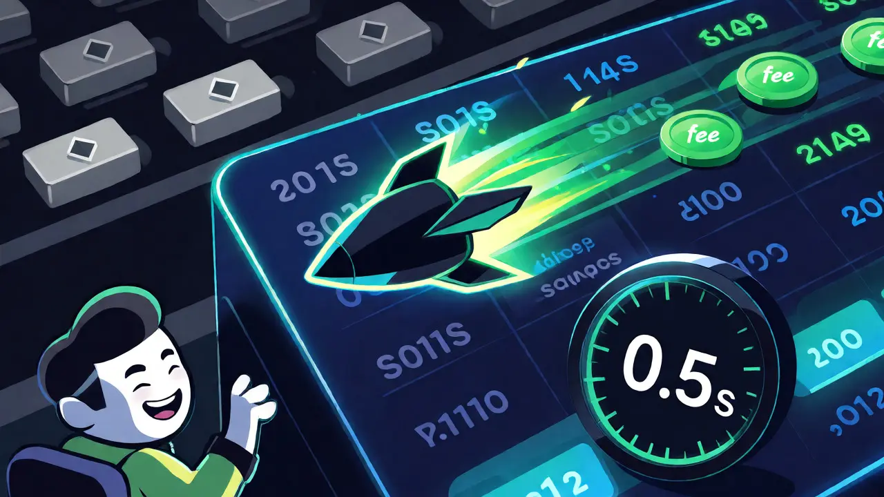 Fast rocket cursor speeding through crypto trading interface